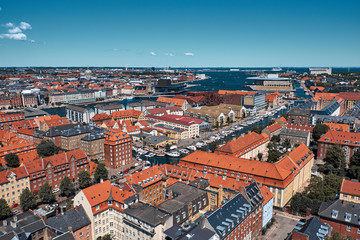 Naklejka na ściany i meble Top view on Copenhagen. City landscape.