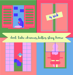 banner urging people to stay at home