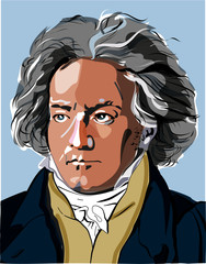 Ludwig van Beethoven vektorportrait - obrazy, fototapety, plakaty