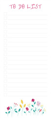 White to do list with cute floral summer design.