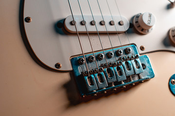 Electric guitar stratocaster closeup detail, macro abstract