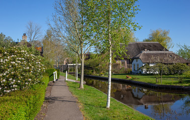 Giethoorn Overijssel Netherlands. During Corona lock-down. Empty streets, paths, bridges and canals. 