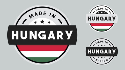 Made in Hungary collection for label, stickers, badge or icon with Hungary flag symbol.