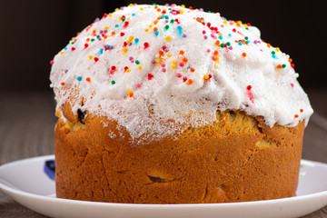 baked Easter cake decorated with sprinkles