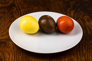 colored easter eggs with natural dyes