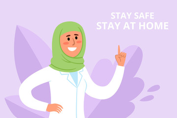 Prevention poster with chinese woman doctor with advice.