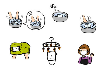 布マスクを洗う手順（普通よごれ）