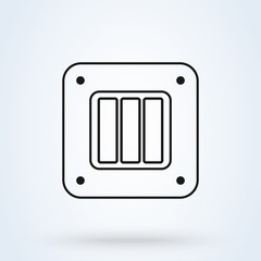 Electric light switch icon, Line art, modern minimal flat design style. Vector illustration