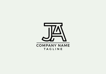 J A Logo Letter Icon Creative Minimal Design with Black and White Color in Vector Editable File.