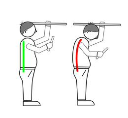 correct posture when working with the phone. when riding in public transport. vector illustration.