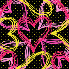 Seamless pattern heart shape.Design print fabric textile.Vintage retro style.