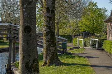 Giethoorn Overijssel Netherlands. During Corona lock-down. Empty streets, paths, bridges and canals. 