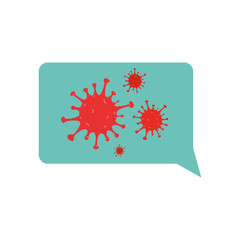 speech bubble with coronavirus on white background