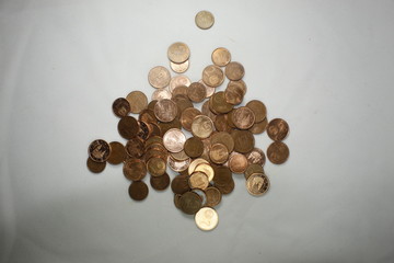 euro coins on a white background