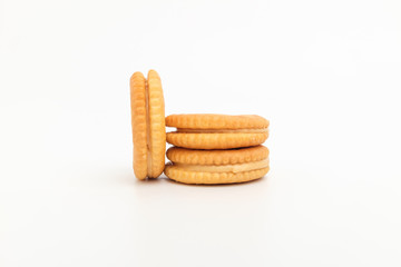 Sand cookies on white background