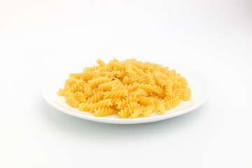Spiral fusilli on a white background