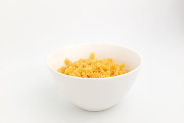 Spiral fusilli on a white background