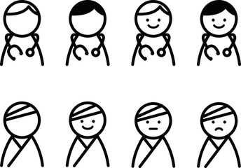 医者と患者のアイコン／イラスト／セット
