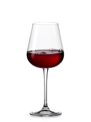 Red wine glass with bubbles