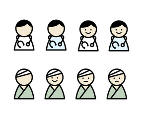 医者と患者のアイコン／イラスト／セット