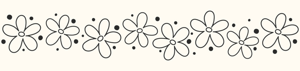 Banner with hand drawn flowers. Mother’s Day, Women’s Day and Valentine’s Day decoration. Vector