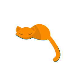 Golden yellow ginger cat lies. A young and friendly cat. Home pet.