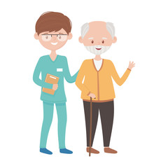 Doctor and old man vector design