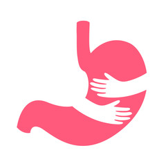 Embrace stomach. Human internal organ. Icon design. Flat style. Vector illustration isolated on white background.