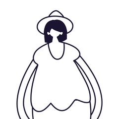 young woman standing, line style icon