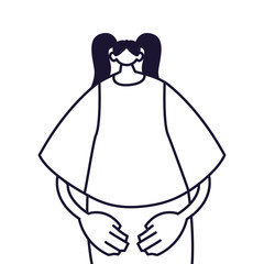 young woman standing, line style icon