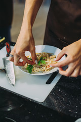 culinary master class on cooking pasta with mussels
