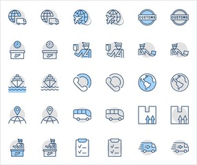 International Customs Day Set Line Vector Icons. Editable Stroke. 32x32 Pixel Perfect