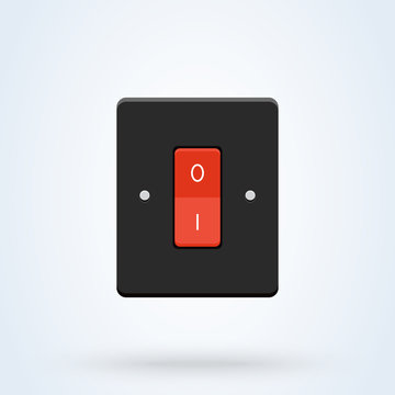 Electric switch turned on and off, flat style. isolated on white background. illustration