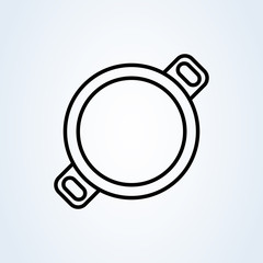 Hot meal line art. Pot and steam top view. illustration