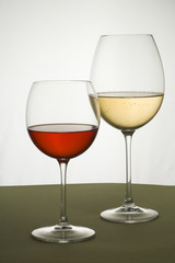 Calici di vino bianco e vino rosso