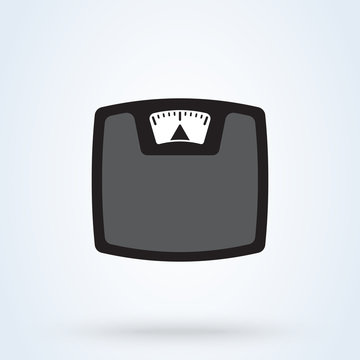 Bathroom Weight Scale Flat Style. Diet Control Device Illustration