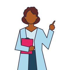 female doctor standing, medical staff, line and fill style icon