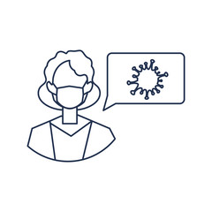 female doctor with speech bubble, medical staff , line style icon