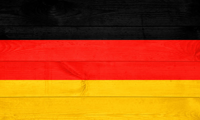 The German flag painted on wooden fence