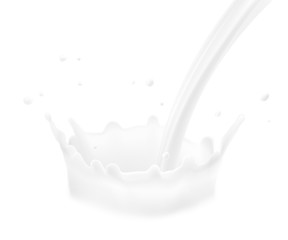 Realistic milk splashes and drops. Vector illustration isolated on white background. Ready to use for your design. EPS 10.	