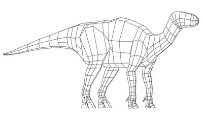 Dinosaur polygonal lines illustration. Abstract vector dinosaur on the white background