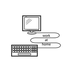 Keyboard and computer work at home sign eps ten