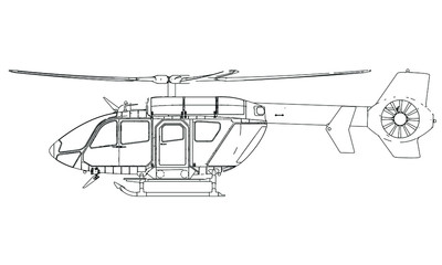 Vector illustration of a geometric polygonal helicopter.