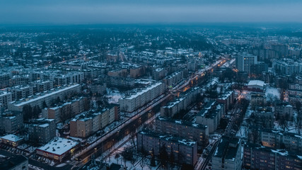 Fototapeta na wymiar City by night, Winter in city, Europe, Poland, Mazovia