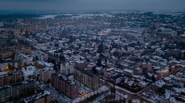 City by night, Winter in city, Europe, Poland, Mazovia © Marcin Ziółkowski
