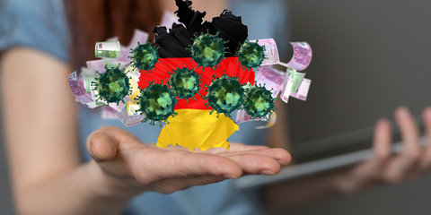 Euro Geldscheine und Coronavirus