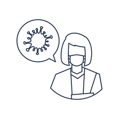 female doctor with speech bubble, medical staff , line style icon