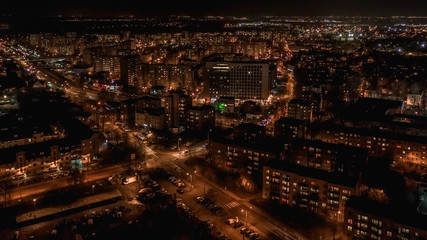 City by night, Europe, Poland, Mazovia