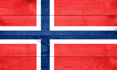 norway, norwegian flag painted on old wood plank background