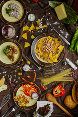 Mexican food mix colorful background Mexico